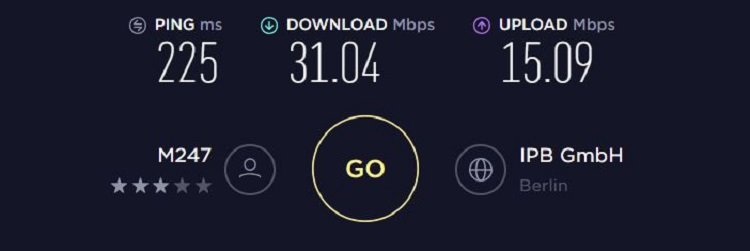 "NordVPN speed test result | High-speed performance for streaming and browsing"